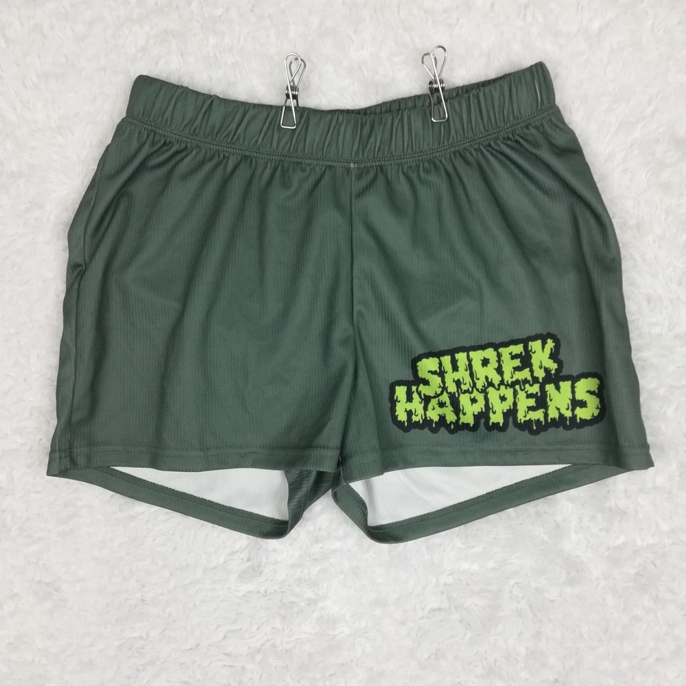Shrek Womens Sleepwear Sleep Shorts Pajamas "Shrek Happens" Green Pull On M